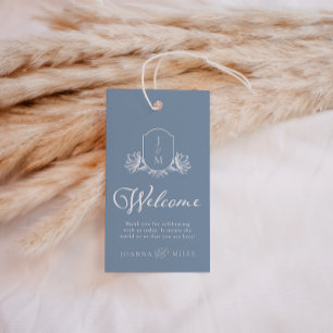 Begrüßungstags von Dusty Blue Wedding Monogram Wap Geschenkanhänger