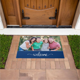 Begrüßungstext mit Familientext, blau Fußmatte