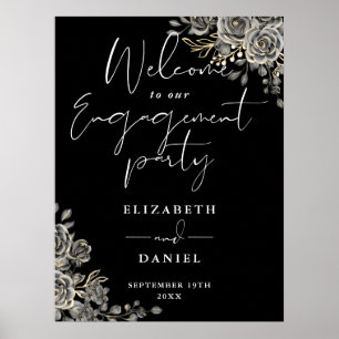 Begrüßungsunterschrift der Gothic Floral Engagemen Poster