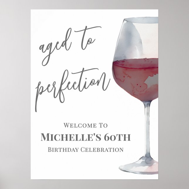 Begrüßungsunterschrift für die Wine Birthday Party Poster (Vorne)