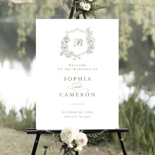 Begrüßungsunterschrift für florale Elegant-Rose Mo Poster