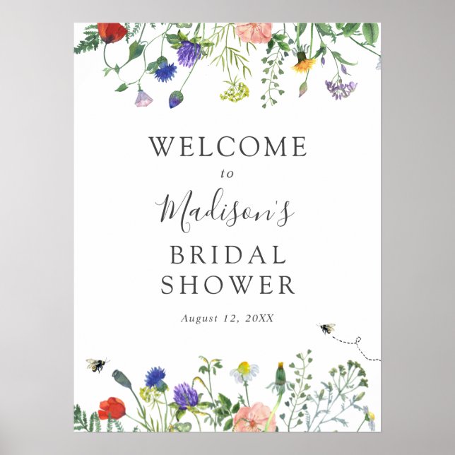 Begrüßungsunterschrift für Wildblumen und Bienen-B Poster (Vorne)