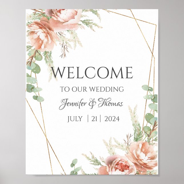 Begrüßungszeichen Blush-Rose Poster (Vorne)