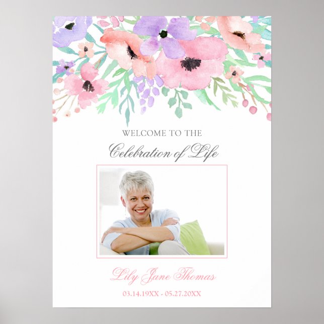 Begrüßungszeichen der Blume Wasserfarbe - 18 x 24 Poster (Vorne)