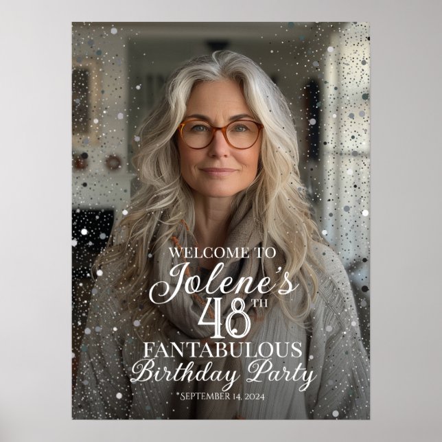 Begrüßungszeichen der Geburtstagsfeier mit Foto Poster (Vorne)