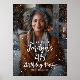 Begrüßungszeichen der Geburtstagsfeier mit Foto Poster