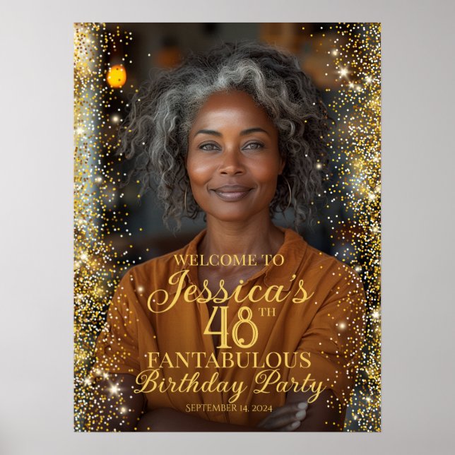 Begrüßungszeichen der Geburtstagsfeier mit Foto Poster (Vorne)