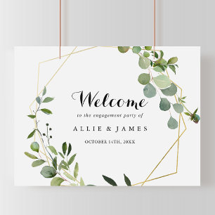 Begrüßungszeichen der geometrischen Gold Green Eng Poster