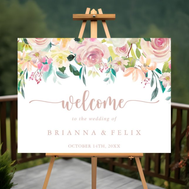Begrüßungszeichen der Rose Gold Spring Floral Wedd Poster (Von Creator hochgeladen)