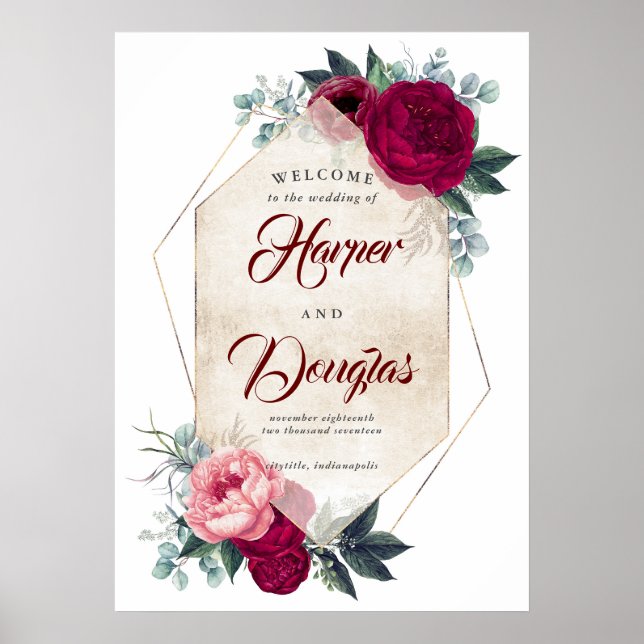 Begrüßungszeichen der Roten Hochzeit im Herbst Bur Poster (Vorne)