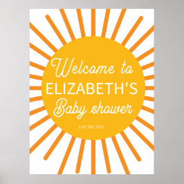 Begrüßungszeichen der Sonnenschein-Babydusche Poster