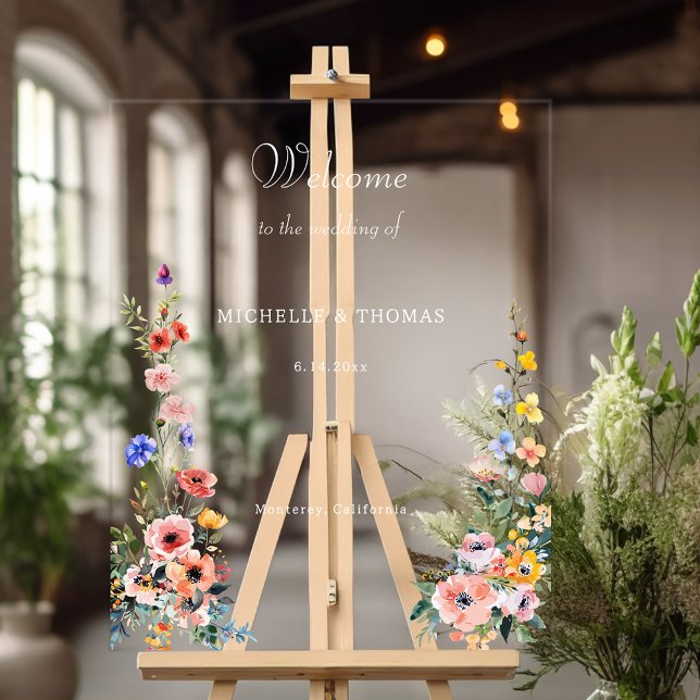 Begrüßungszeichen der Wildblume Wasserfarbe Acrylschild (Von Creator hochgeladen)