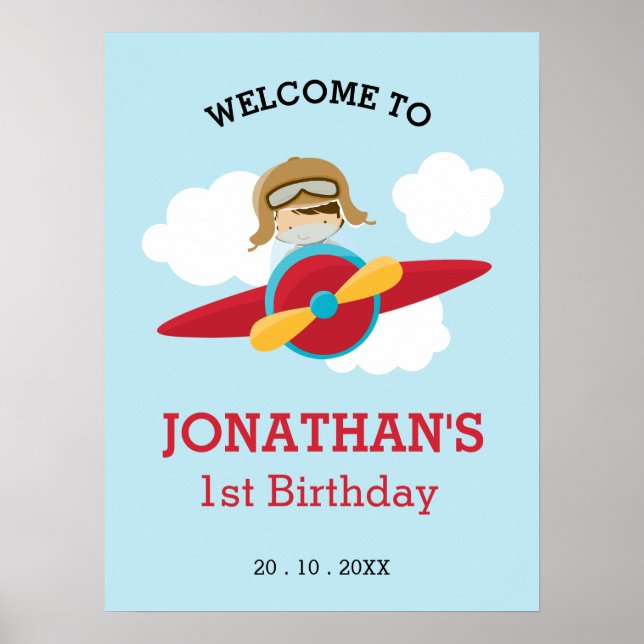 Begrüßungszeichen des Flugzeugs am Geburtstag (Boy Poster (Vorne)