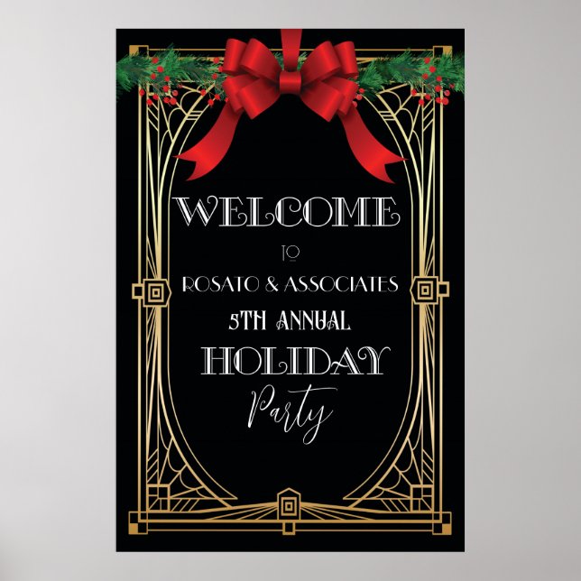Begrüßungszeichen des Holiday Art Deco der 20er Ja Poster (Vorne)