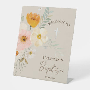 Begrüßungszeichen des zarten Bouquets katholische Sockelschild