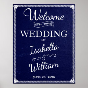 Begrüßungszeichen   Einfache Hochzeit mit blauem S Poster