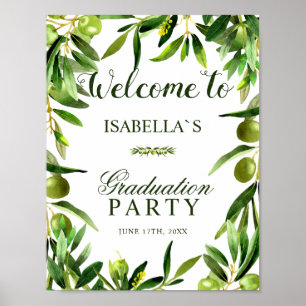 Begrüßungszeichen   Elegant Olive Boho Graduation  Poster