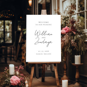 Begrüßungszeichen, elegante Minimalkalligraphie Poster
