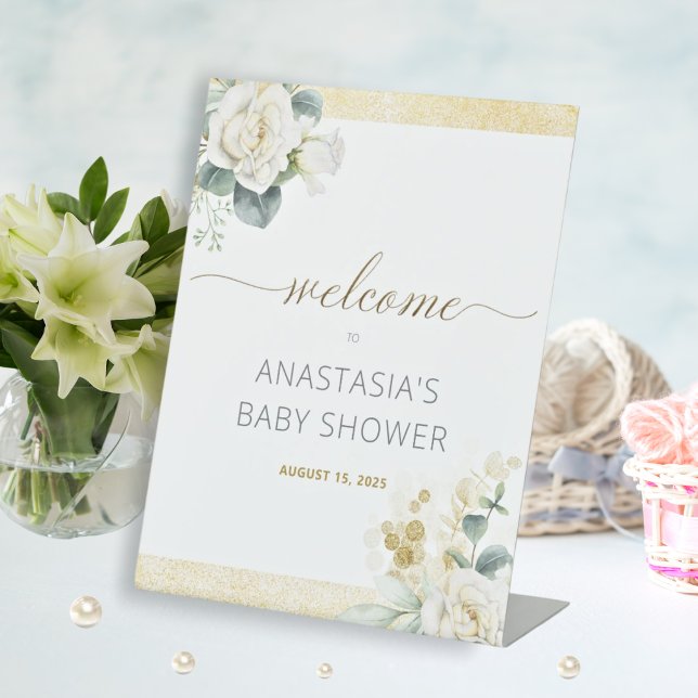 Begrüßungszeichen - Es ist ein Baby Shower Gold Sockelschild (Von Creator hochgeladen)