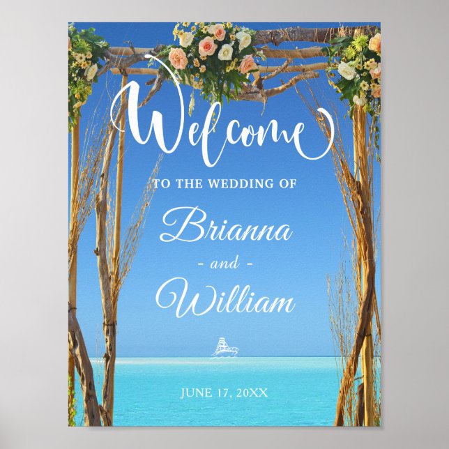 Begrüßungszeichen | Floral Summer Beach Wedggate Poster (Vorne)