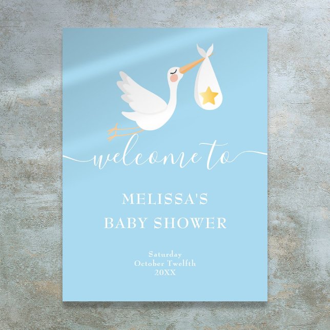 Begrüßungszeichen für Baby-Dusche Poster (Special Delivery Stork Baby Shower Welcome Sign)