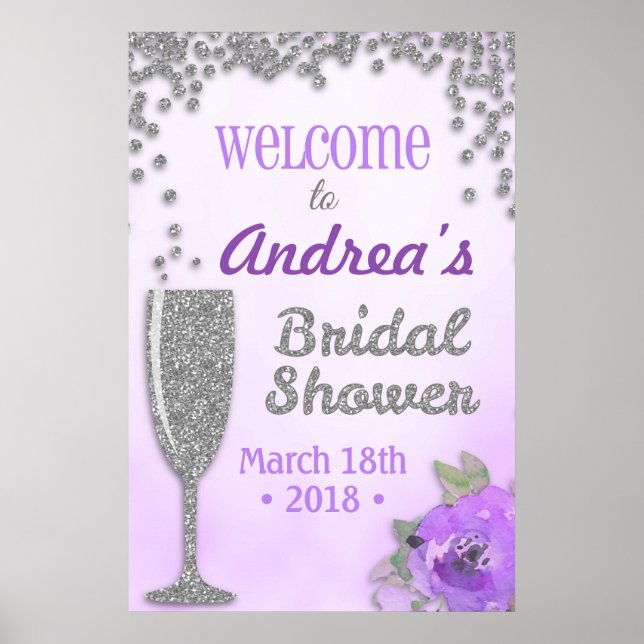 Begrüßungszeichen für Brunch und Bubbly Brautparty Poster (Vorne)