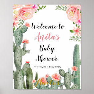 Begrüßungszeichen für Cactus Baby Shower Poster
