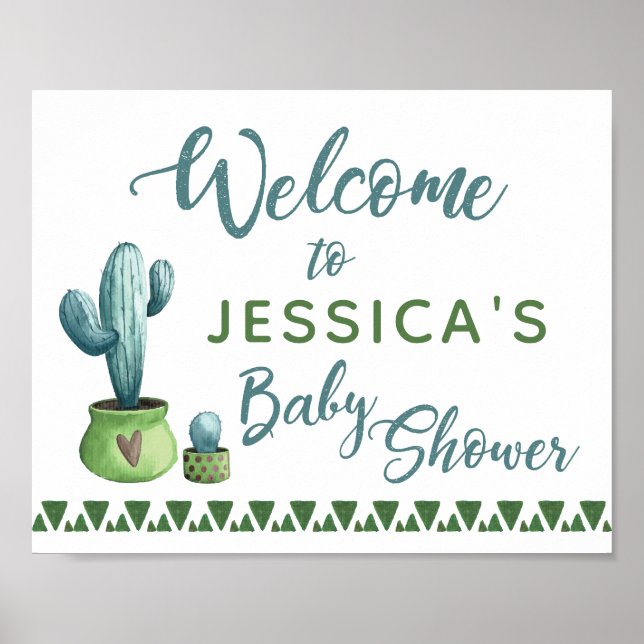 Begrüßungszeichen für Cactus Baby Shower Poster (Vorne)