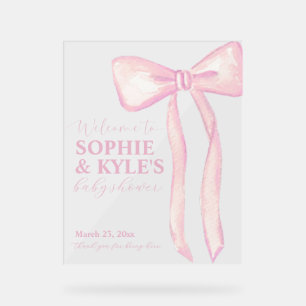 Begrüßungszeichen für das Baby mit rosa Ribbon Acrylschild