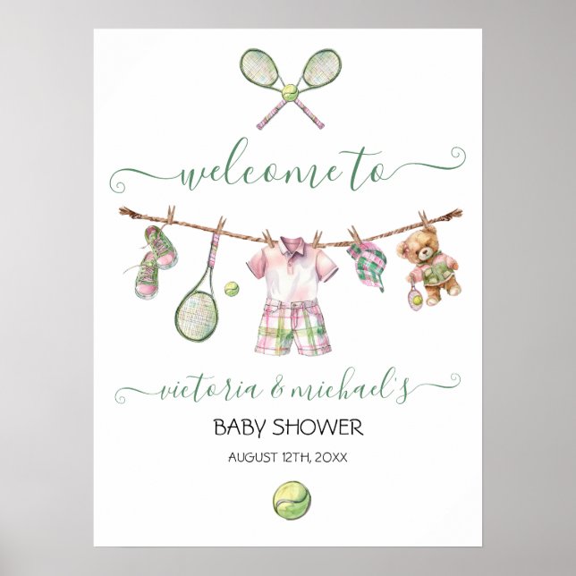 Begrüßungszeichen für das Baby Preppy Tennis Boy B Poster (Vorne)
