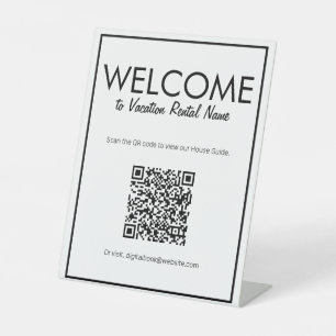 Begrüßungszeichen für den modernen, weißen QR-Code Sockelschild