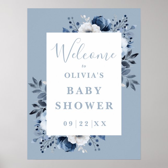 Begrüßungszeichen für die Dusche des blauen Countr Poster (Vorne)