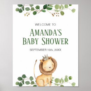 Begrüßungszeichen für die grüne Löwenbaby-Dusche Poster