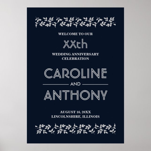 Begrüßungszeichen für die Hochzeit von Navy Blue S Poster (Vorne)