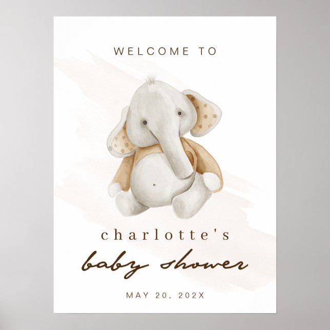 Begrüßungszeichen für die neutrale Elephant-Babydu Poster (Vorne)