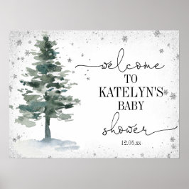 Begrüßungszeichen für die Weihnachtsbaum-Babydusch Poster