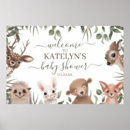 Begrüßungszeichen für die Woodland Grüne Babydusch Poster