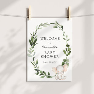 Begrüßungszeichen für Elephant Baby Dusche Poster