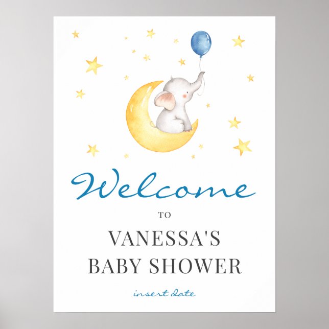 Begrüßungszeichen für Elephant Baby Dusche Poster (Vorne)