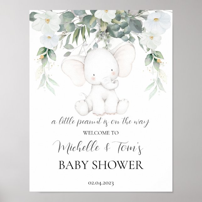 Begrüßungszeichen für Elephant Gender Neutral Baby Poster (Vorne)