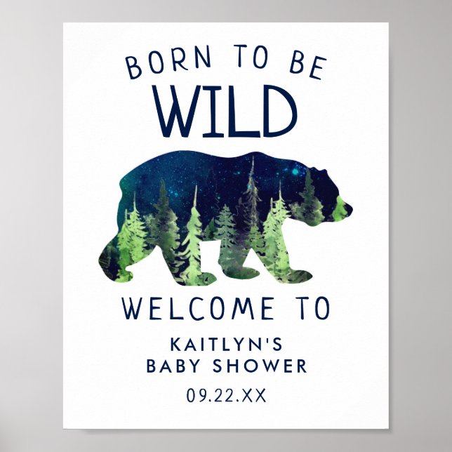 Begrüßungszeichen für geborene Wild-Baby-Dusche Poster (Vorne)