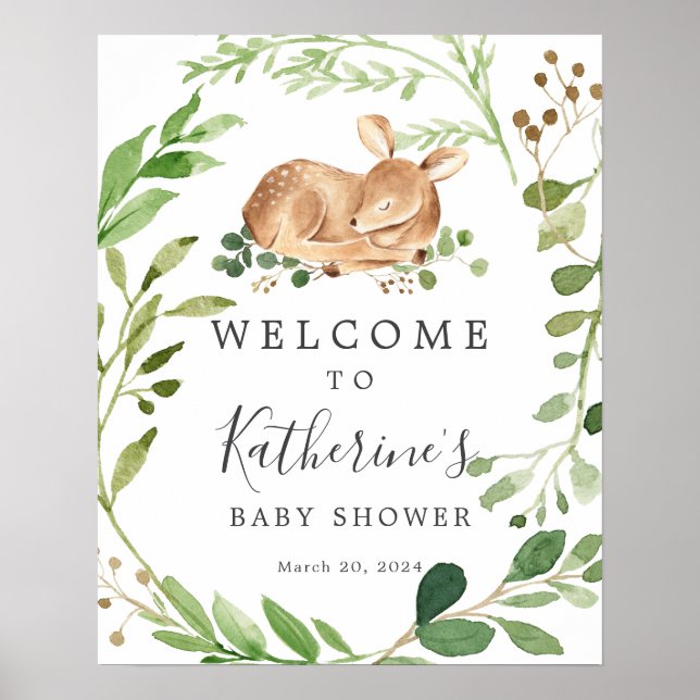 Begrüßungszeichen für HirschBaby-Dusche Poster (Vorne)