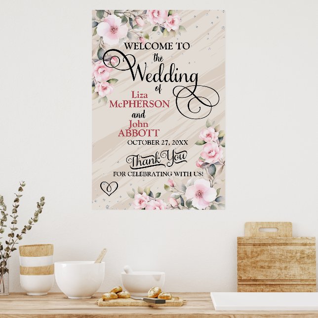 Begrüßungszeichen für hübsche Blumenzehen Poster (Küche)