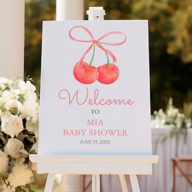 Begrüßungszeichen für Kirsche und Rosa Ribbon Baby Fotodruck (Von Creator hochgeladen)