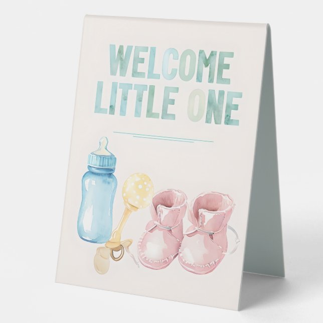 Begrüßungszeichen für kleine Babydusche Tischaufsteller (Vorderseite)