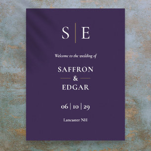 Begrüßungszeichen für lila und Gold Monogram Poster