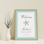 Begrüßungszeichen für Minze und Seesteufel Poster<br><div class="desc">Kundenspezifisches Brautparty Begrüßungsschild,  das auf unsere Einladungen von Mint & Navy Starfish zugeschnitten ist.</div>