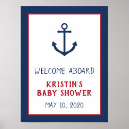 Begrüßungszeichen für Nautic Anchor Baby Dusche Poster
