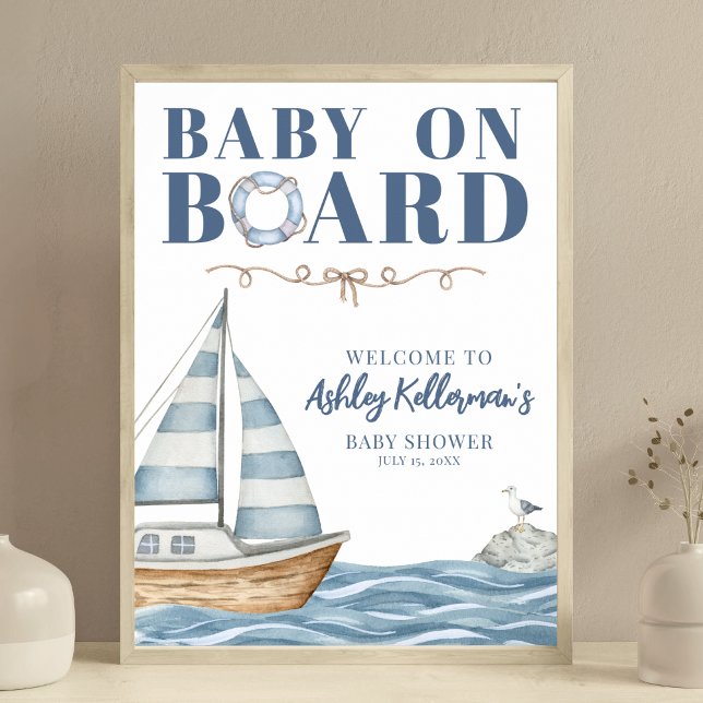Begrüßungszeichen für Nautical Baby-Dusche Poster (Nautical Baby Shower Welcome Sign)