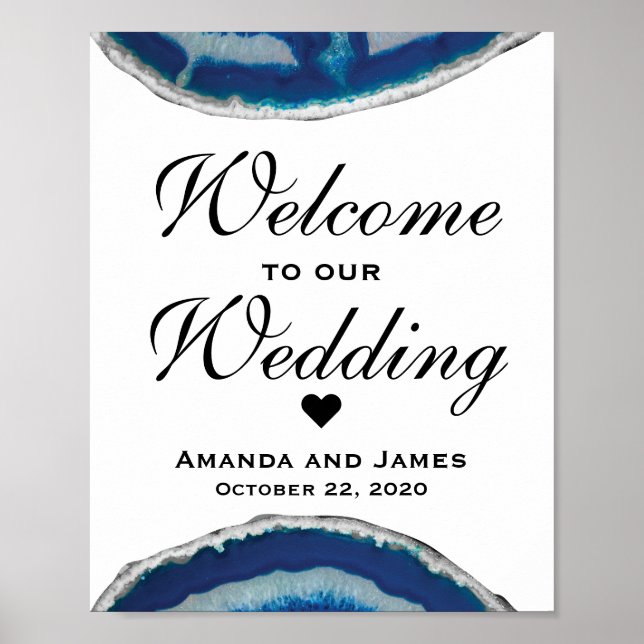 Begrüßungszeichen für Navy Blue Wedding | Bis Poster (Vorne)